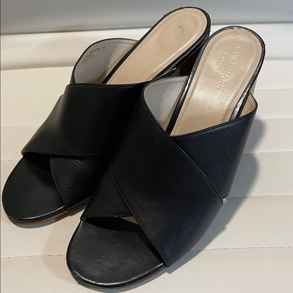 Black & Brown Cole Haan Dakota Criss Cross Mule Sandals 7B